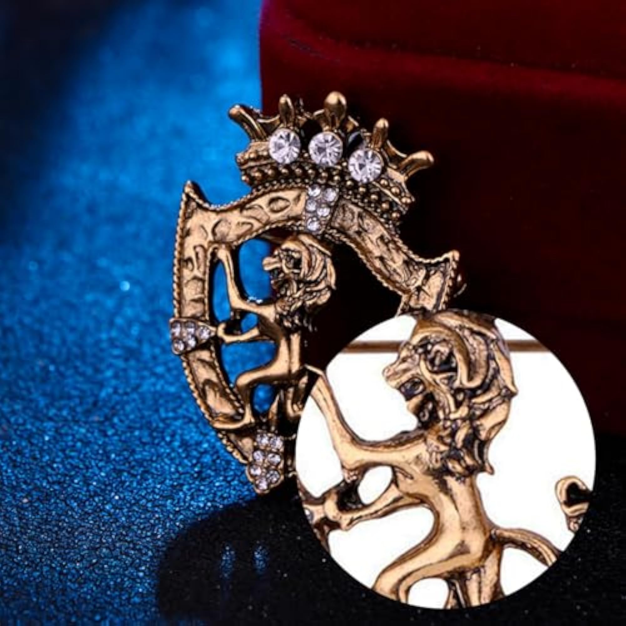 Men's Antique Style Royal Lapel Brooch with White Diamonds